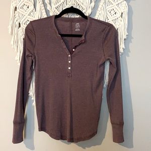 Aerie Long Sleeve Purple Henley